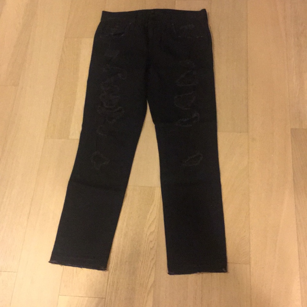 Black boyfriend ripped straight jeans